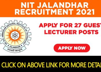 NIT Jalandhar Recruitment 2021