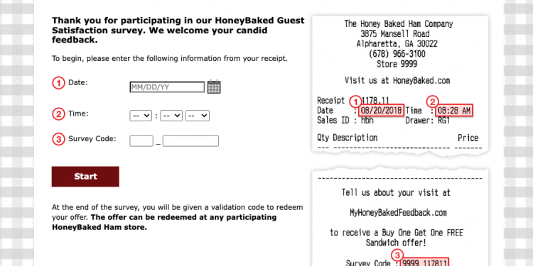 honeybaked ham survey